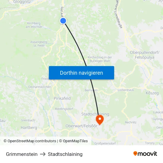 Grimmenstein to Stadtschlaining map