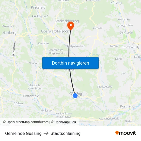 Gemeinde Güssing to Stadtschlaining map