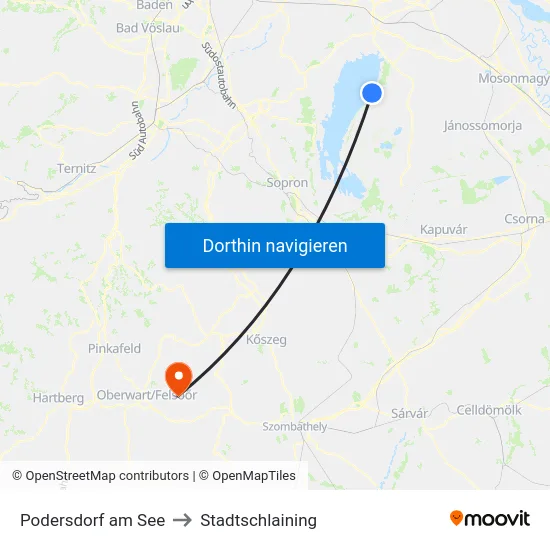 Podersdorf am See to Stadtschlaining map