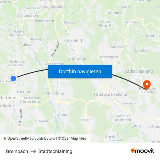 Greinbach to Stadtschlaining map
