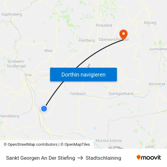 Sankt Georgen An Der Stiefing to Stadtschlaining map