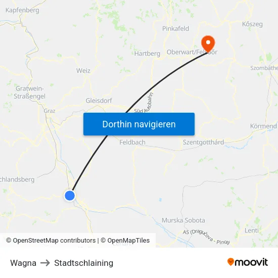 Wagna to Stadtschlaining map