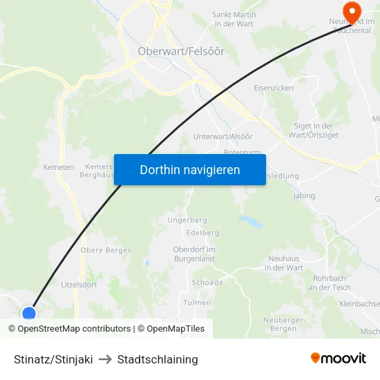 Stinatz/Stinjaki to Stadtschlaining map