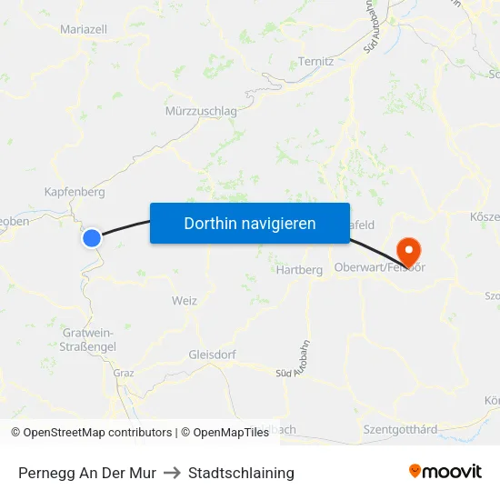 Pernegg An Der Mur to Stadtschlaining map