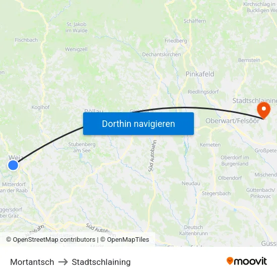 Mortantsch to Stadtschlaining map