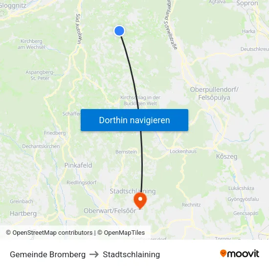 Gemeinde Bromberg to Stadtschlaining map