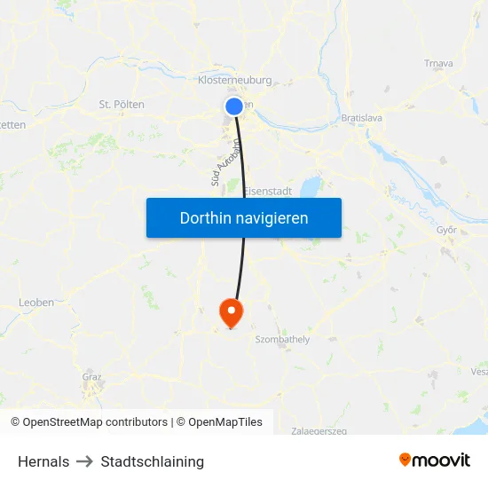 Hernals to Stadtschlaining map