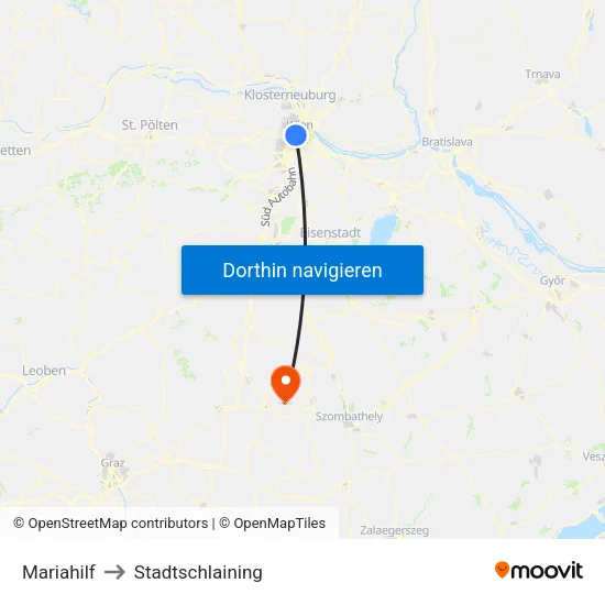Mariahilf to Stadtschlaining map