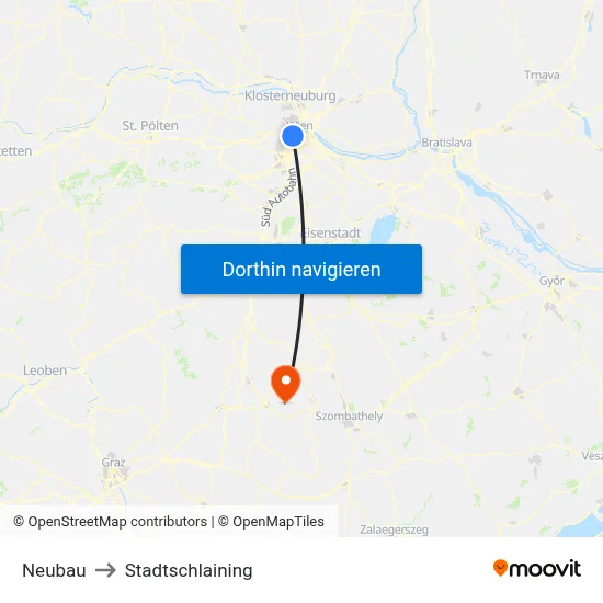 Neubau to Stadtschlaining map