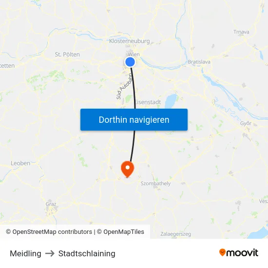 Meidling to Stadtschlaining map