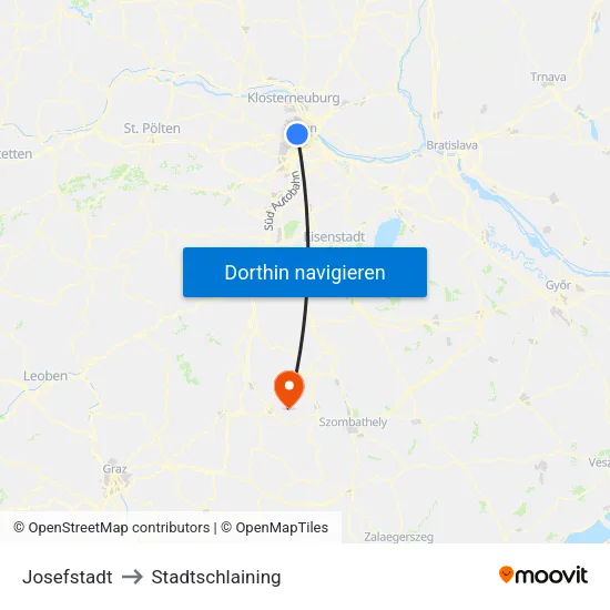 Josefstadt to Stadtschlaining map