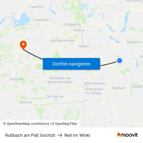 Rußbach am Paß Gschütt to Reit Im Winkl map