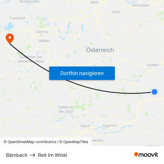 Bärnbach to Reit Im Winkl map