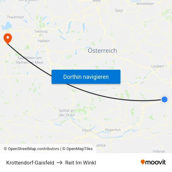 Krottendorf-Gaisfeld to Reit Im Winkl map