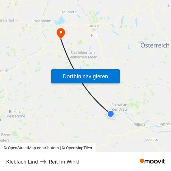 Kleblach-Lind to Reit Im Winkl map