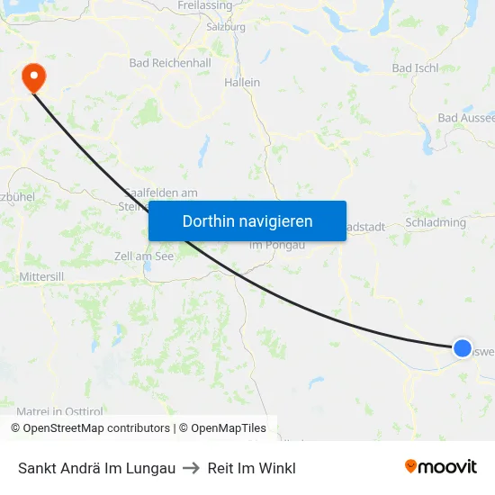 Sankt Andrä Im Lungau to Reit Im Winkl map