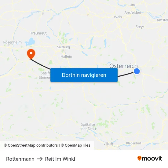 Rottenmann to Reit Im Winkl map