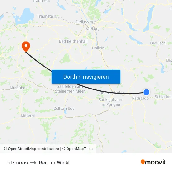 Filzmoos to Reit Im Winkl map