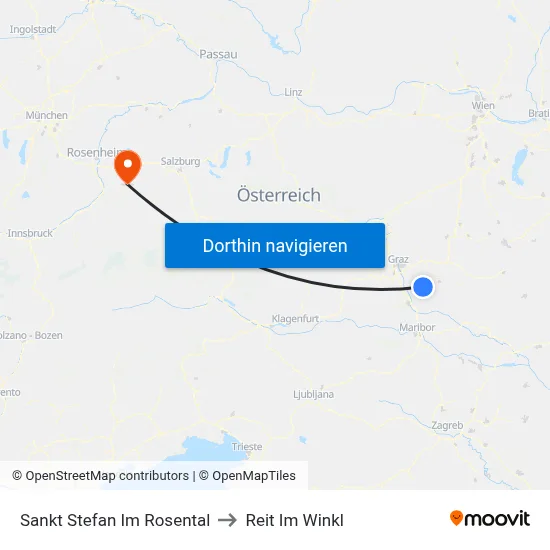 Sankt Stefan Im Rosental to Reit Im Winkl map