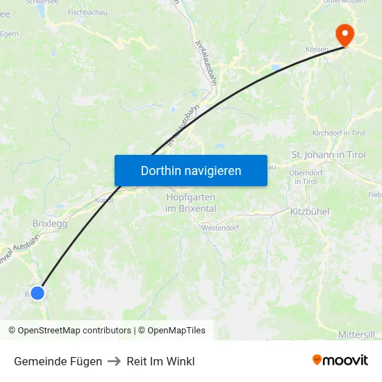 Gemeinde Fügen to Reit Im Winkl map
