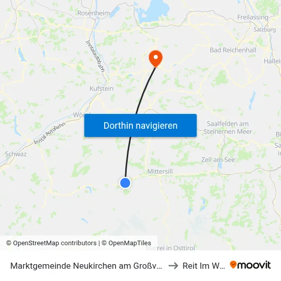 Marktgemeinde Neukirchen am Großvenediger to Reit Im Winkl map