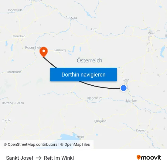 Sankt Josef to Reit Im Winkl map