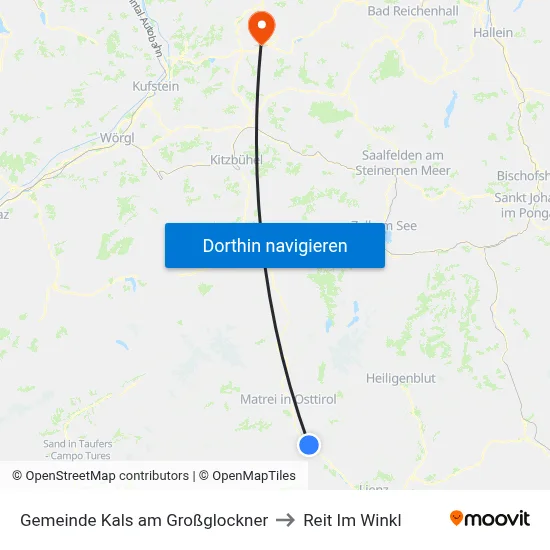 Gemeinde Kals am Großglockner to Reit Im Winkl map