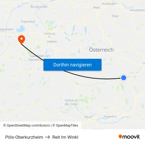 Pöls-Oberkurzheim to Reit Im Winkl map