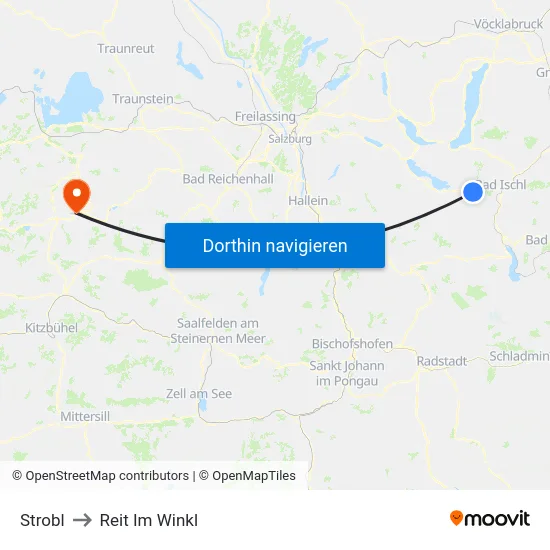 Strobl to Reit Im Winkl map