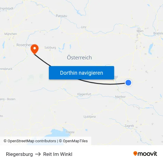 Riegersburg to Reit Im Winkl map