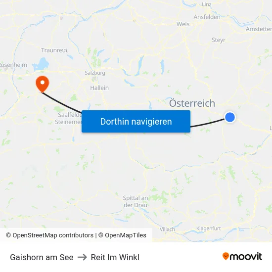 Gaishorn am See to Reit Im Winkl map