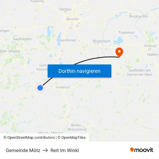 Gemeinde Mötz to Reit Im Winkl map