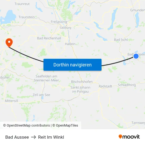 Bad Aussee to Reit Im Winkl map
