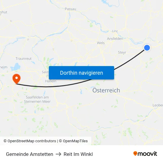 Gemeinde Amstetten to Reit Im Winkl map