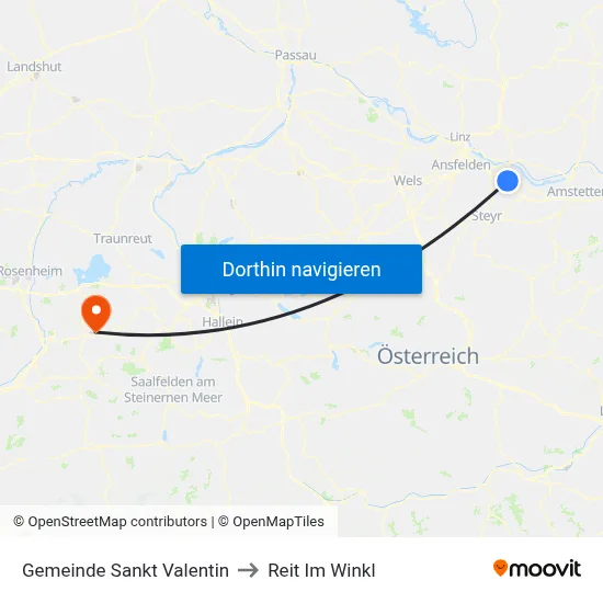 Gemeinde Sankt Valentin to Reit Im Winkl map