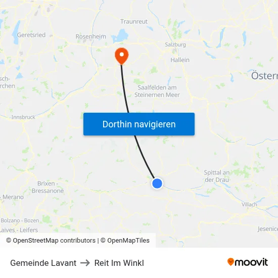 Gemeinde Lavant to Reit Im Winkl map