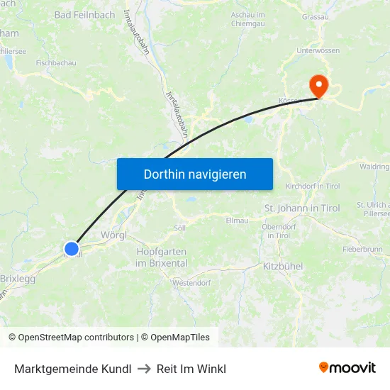 Marktgemeinde Kundl to Reit Im Winkl map