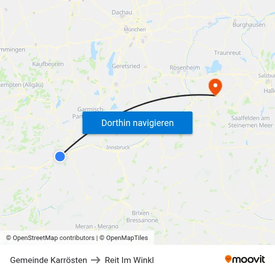 Gemeinde Karrösten to Reit Im Winkl map