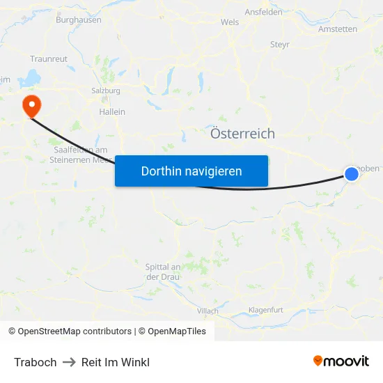 Traboch to Reit Im Winkl map