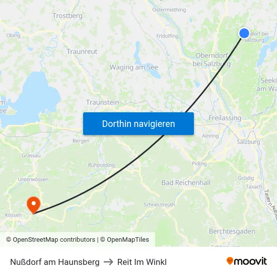 Nußdorf am Haunsberg to Reit Im Winkl map