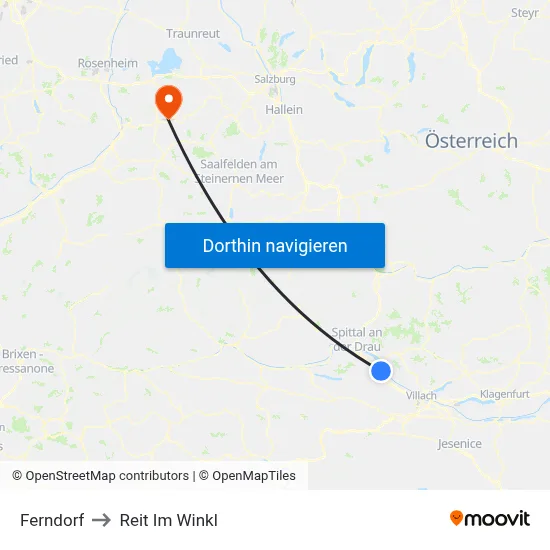 Ferndorf to Reit Im Winkl map