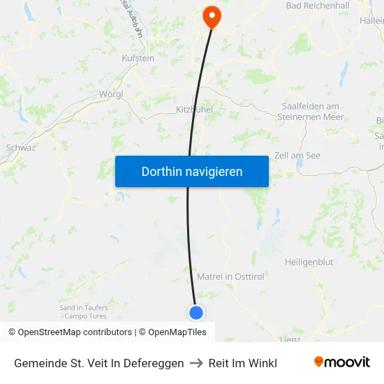 Gemeinde St. Veit In Defereggen to Reit Im Winkl map