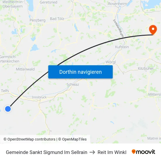 Gemeinde Sankt Sigmund Im Sellrain to Reit Im Winkl map