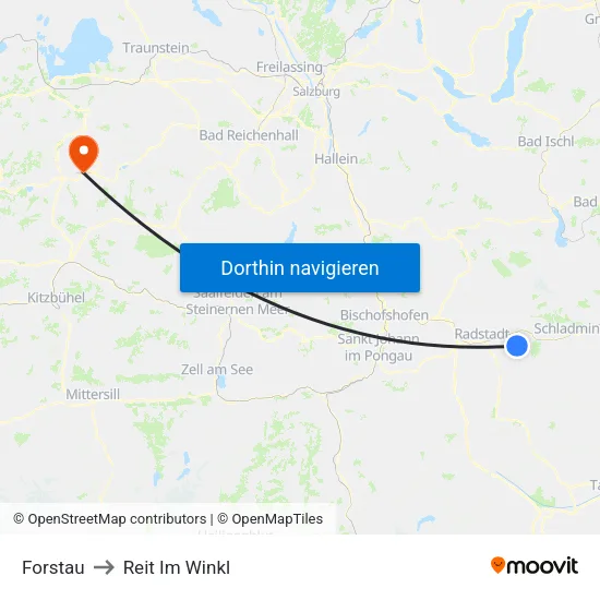 Forstau to Reit Im Winkl map