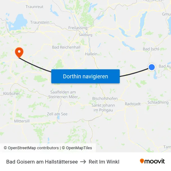 Bad Goisern am Hallstättersee to Reit Im Winkl map