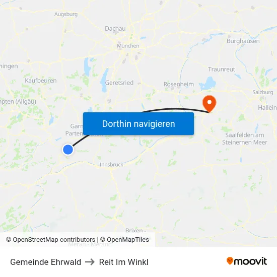 Gemeinde Ehrwald to Reit Im Winkl map