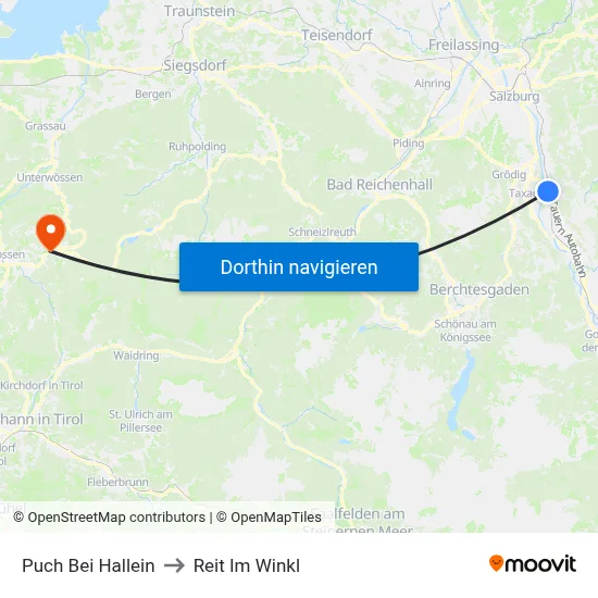 Puch Bei Hallein to Reit Im Winkl map