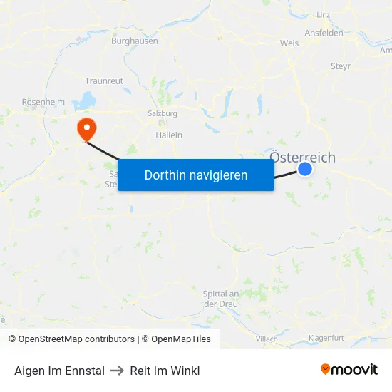 Aigen Im Ennstal to Reit Im Winkl map