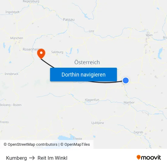Kumberg to Reit Im Winkl map