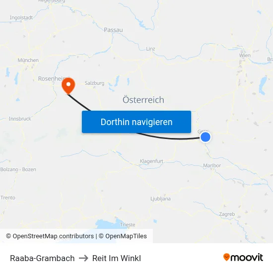 Raaba-Grambach to Reit Im Winkl map